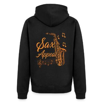 Saxophone Pun Sax Appeal - Unisex Premium Bio Zip Hoodie - Schwarz - Hinten - Nico (187cm)