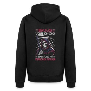 Sarcastique Grande Faucheuse Humour noir Noir - Veste à capuche bio Premium Unisexe - noir - Dos - Nico (187cm)