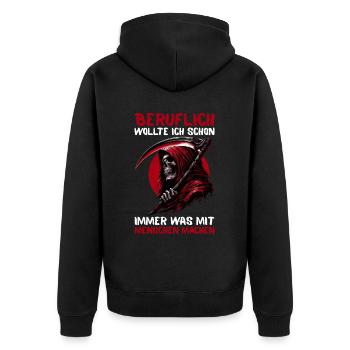 Sarcastique Grande Faucheuse Humour noir Noir - Veste à capuche bio Premium Unisexe - noir - Dos - Nico (187cm)