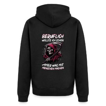 Sarcastique Grande Faucheuse Humour noir Noir - Veste à capuche bio Premium Unisexe - noir - Dos - Nico (187cm)