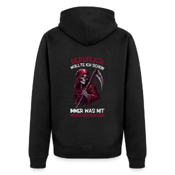 Sarcastique Grande Faucheuse Humour noir Noir - Veste à capuche bio Premium Unisexe - noir - Dos - Nico (187cm)