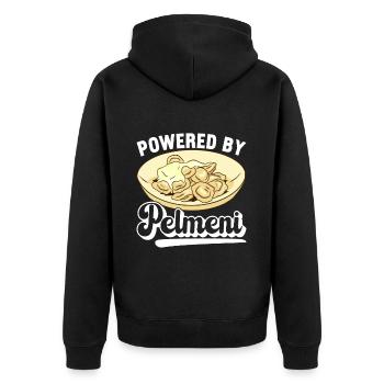 Pelmeni Russische Küche - Unisex Premium Bio Zip Hoodie - Schwarz - Hinten - Nico (187cm)