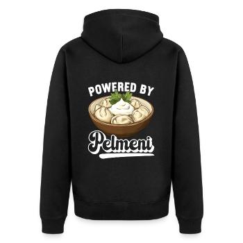 Pelmeni Russische Küche - Unisex Premium Bio Zip Hoodie - Schwarz - Hinten - Nico (187cm)
