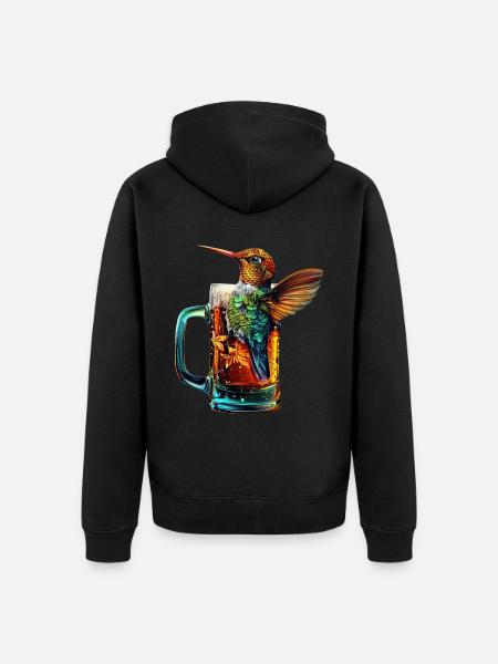 Kolibri Bier - Unisex Premium Bio Zip Hoodie - Schwarz