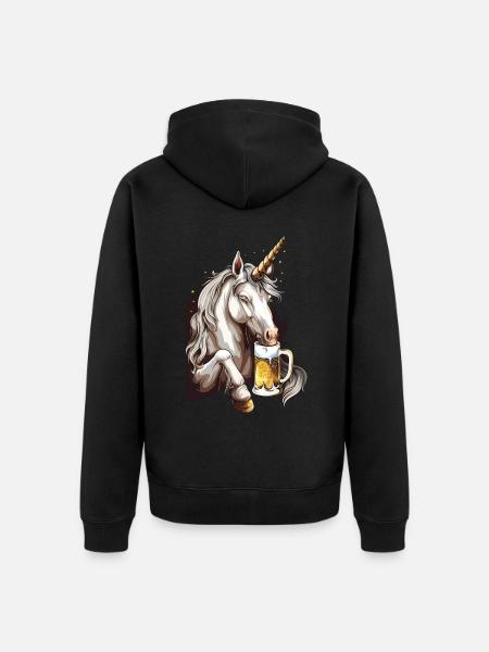 Einhorn Bier - Unisex Premium Bio Zip Hoodie - Schwarz