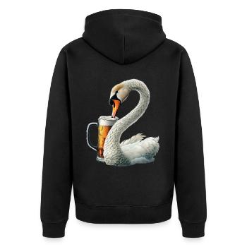 Schwanen Bier - Unisex Premium Bio Zip Hoodie - Schwarz - Hinten - Nico (187cm)