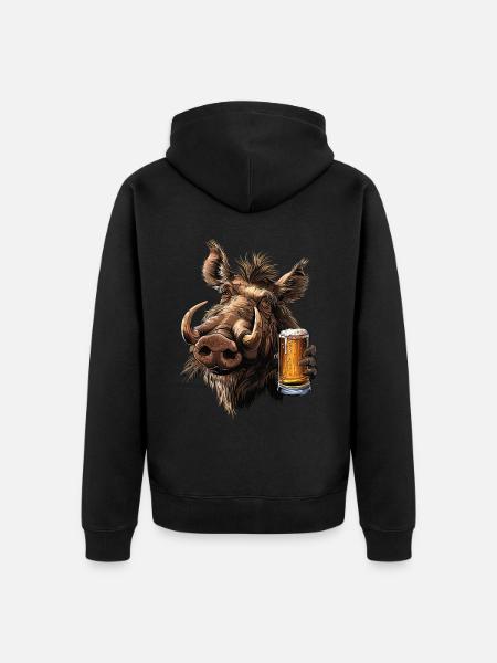 Warzenschwein Bier - Unisex Premium Bio Zip Hoodie - Schwarz
