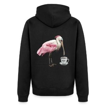 Löffel Kaffee - Unisex Premium Bio Zip Hoodie - Schwarz - Hinten - Nico (187cm)