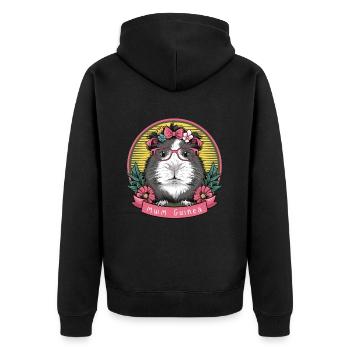 Guinea Pig MOM - Unisex Premium Bio Zip Hoodie - Schwarz - Hinten - Nico (187cm)