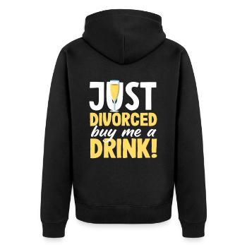 Gerade Geschieden Buy Me A Drink Scheidung - Unisex Premium Bio Zip Hoodie - Schwarz - Hinten - Nico (187cm)