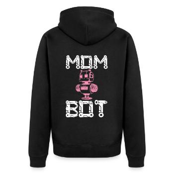 Mom Bot Roboteringenieurin Mom - Unisex Premium Bio Zip Hoodie - Schwarz - Hinten - Nico (187cm)
