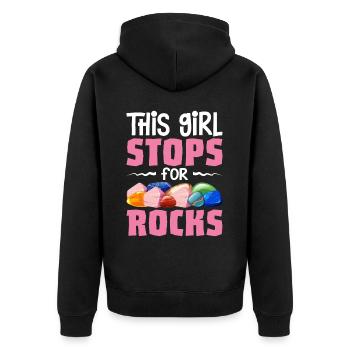 Rockhounding Rock Collectors Géologue Girl Stops - Veste à capuche bio Premium Unisexe - noir - Dos - Nico (187cm)