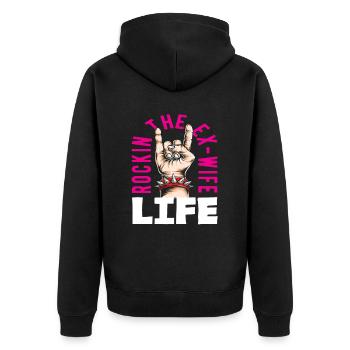 Rockin The Ex-wife Life Scheidung - Unisex Premium Bio Zip Hoodie - Schwarz - Hinten - Nico (187cm)