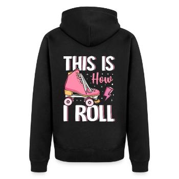 Wie ich rolle Rollschuhlaufen Rollerskater - Unisex Premium Bio Zip Hoodie - Schwarz - Hinten - Nico (187cm)