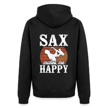 Saxophone Pun Sax Makes Me Smile - Unisex Premium Organic Zip Hoodie - black - Back - Nico (187cm)