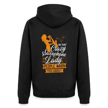 Saxophone I'm That Crazy Saxophone - Unisex Premium Bio Zip Hoodie - Schwarz - Hinten - Nico (187cm)