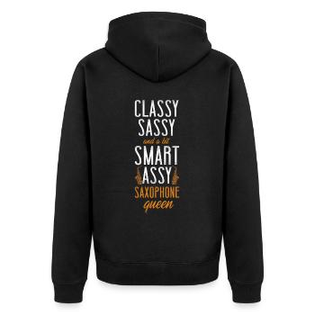 Saxophone Classy Sassy And A Bit - Unisex Premium Organic Zip Hoodie - black - Back - Nico (187cm)