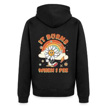 Drôle de dire « Ça brûle quand je fais » ! - Veste à capuche bio Premium Unisexe - noir - Dos - Nico (187cm)