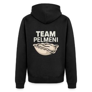 Pelmeni Russische Küche - Unisex Premium Bio Zip Hoodie - Schwarz - Hinten - Nico (187cm)