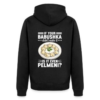 Pelmeni Russische Küche - Unisex Premium Bio Zip Hoodie - Schwarz - Hinten - Nico (187cm)