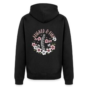 Chiropractor Physical Therapist Aligned & Fine - Unisex Premium Organic Zip Hoodie - black - Back - Nico (187cm)