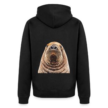 Walross - Unisex Premium Bio Zip Hoodie - Schwarz - Hinten - Nico (187cm)