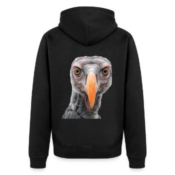 Geier - Unisex Premium Bio Zip Hoodie - Schwarz - Hinten - Nico (187cm)
