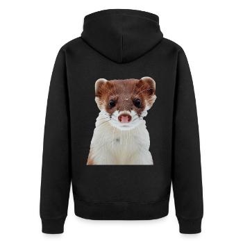 Wiesel - Unisex Premium Bio Zip Hoodie - Schwarz - Hinten - Nico (187cm)