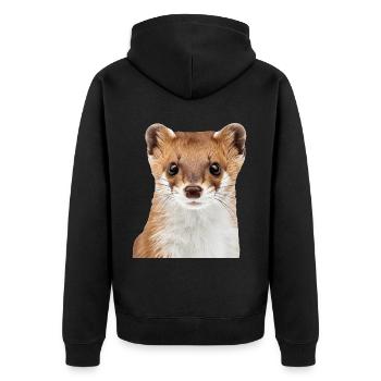 Hermelin - Unisex Premium Bio Zip Hoodie - Schwarz - Hinten - Nico (187cm)