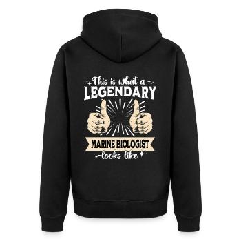 Legendary marine biologist - Unisex Premium Organic Zip Hoodie - black - Back - Nico (187cm)