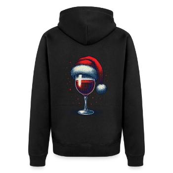 Festliches Weihnachtsweinglas Motiv - Unisex Premium Bio Zip Hoodie - Schwarz - Hinten - Nico (187cm)