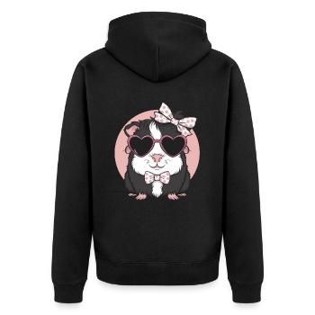 Meerschweinchen Liebe Love - Unisex Premium Bio Zip Hoodie - Schwarz - Hinten - Nico (187cm)