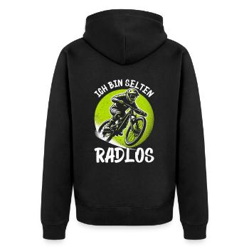 Mountain bikers, MTB lovers, cycling - Unisex Premium Organic Zip Hoodie - black - Back - Nico (187cm)
