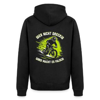 Mountain bikers, MTB lovers, cycling - Unisex Premium Organic Zip Hoodie - black - Back - Nico (187cm)