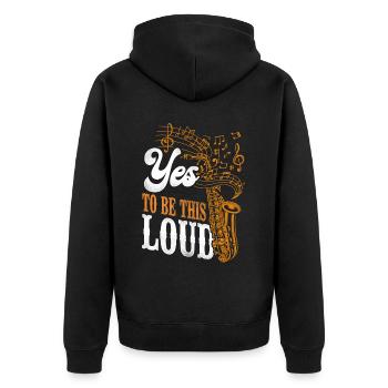 Saxophone Yes It Has To Be This - Unisex Premium Bio Zip Hoodie - Schwarz - Hinten - Nico (187cm)