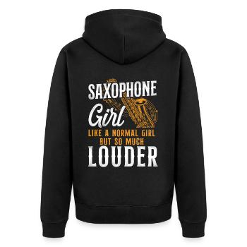 Saxophone Saxophone Girl Like A - Veste à capuche bio Premium Unisexe - noir - Dos - Nico (187cm)
