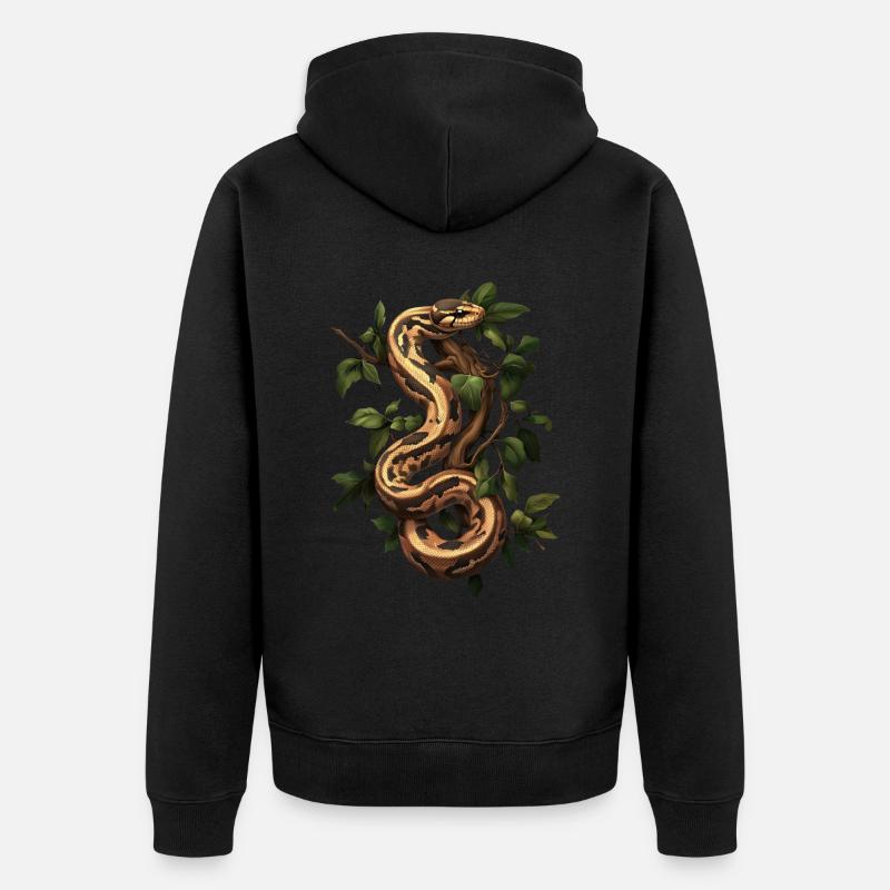 Königspython Schlangen Liebhaber Terrarium Python - Unisex Premium Bio Zip Hoodie - Schwarz