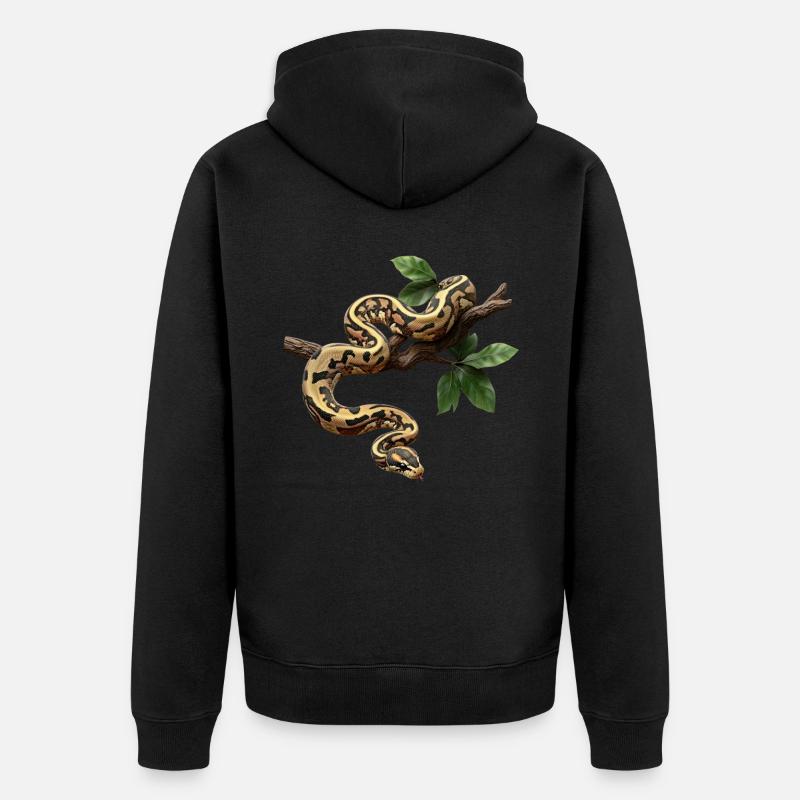 Königspython Schlangen Liebhaber Terrarium Python - Unisex Premium Bio Zip Hoodie - Schwarz