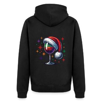 Weihnachtliches Weinglas Mit Weihnachtsmütze - Unisex Premium Bio Zip Hoodie - Schwarz - Hinten - Nico (187cm)