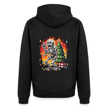 Christmas Chaos Skeleton Funny - Unisex Premium Organic Zip Hoodie - black - Back - Nico (187cm)