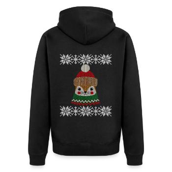Écureuil d’hiver mignon avec chapeau tricoté - Veste à capuche bio Premium Unisexe - noir - Dos - Nico (187cm)