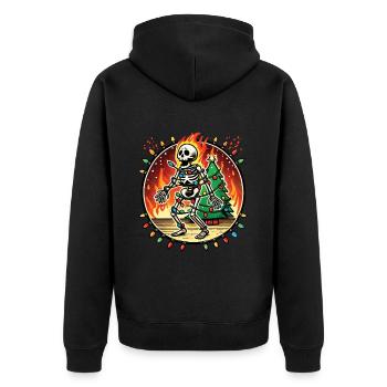 Flaming Christmas Skeleton Holiday Accident - Unisex Premium Organic Zip Hoodie - black - Back - Nico (187cm)