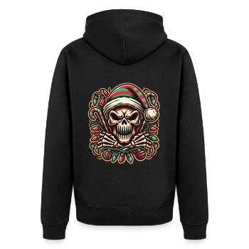 Schädel Weihnachten Totenkopf gruselige Feiertage - Unisex Premium Bio Zip Hoodie - Schwarz - Hinten - Nico (187cm)