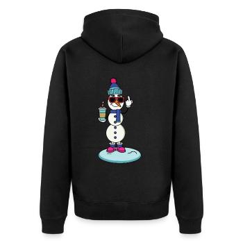 Cooler Schneemann Mit Eiskaffee Und Sonnenbrille - Unisex Premium Bio Zip Hoodie - Schwarz - Hinten - Nico (187cm)