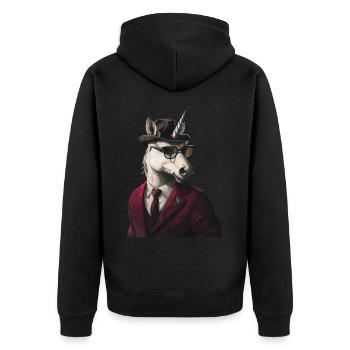 Einhorn - Unisex Premium Bio Zip Hoodie - Schwarz - Hinten - Nico (187cm)