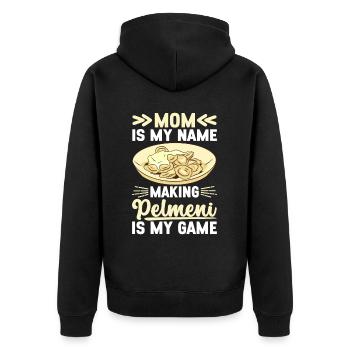 Pelmeni Russische Küche - Unisex Premium Bio Zip Hoodie - Schwarz - Hinten - Nico (187cm)