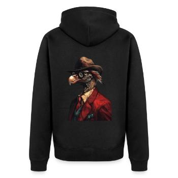 Geier - Unisex Premium Bio Zip Hoodie - Schwarz - Hinten - Nico (187cm)