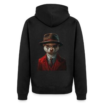 Wiesel - Unisex Premium Bio Zip Hoodie - Schwarz - Hinten - Nico (187cm)