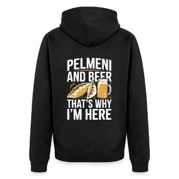 Pelmeni Russian Cuisine - Unisex Premium Organic Zip Hoodie - black - Back - Nico (187cm)