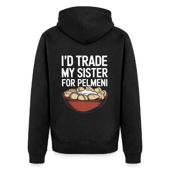 Pelmeni Russian Cuisine - Unisex Premium Organic Zip Hoodie - black - Back - Nico (187cm)